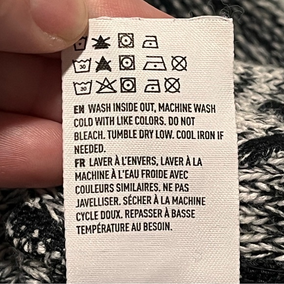 American Eagle Vintage Mens Heathered Black & White Hoodie Sweater - Size Large - Picture 14 of 16